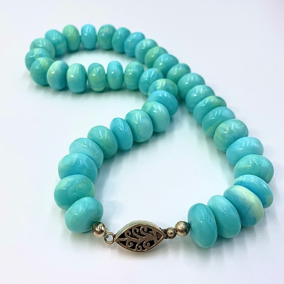 Peruvian Blue Opal Necklace 19" - Picture 4 of 11